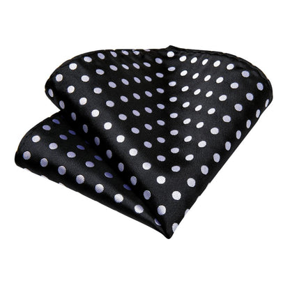 Black White Polka Dot Tie, Pocket Square and Cufflinks Set tie sets    - Sophisticated Gentlemen