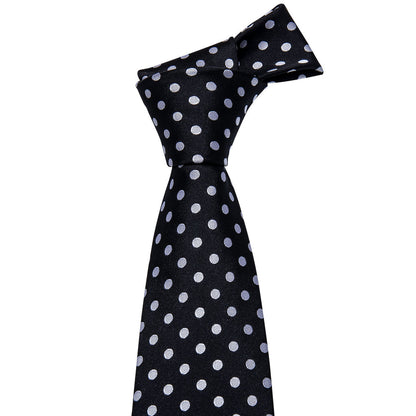 Black White Polka Dot Tie, Pocket Square and Cufflinks Set tie sets    - Sophisticated Gentlemen