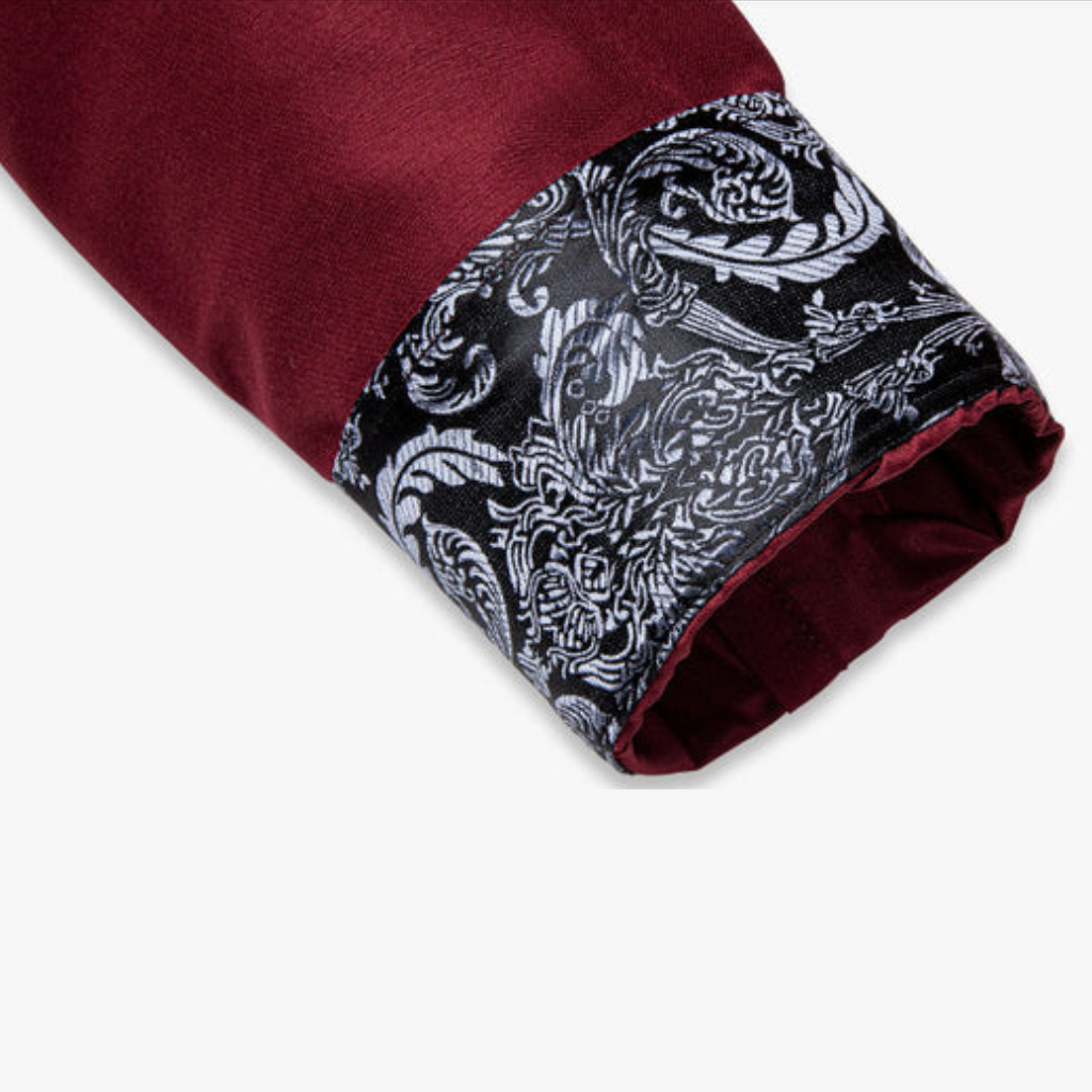 Burgundy Shirt With Black Paisley Accent shirt    - Sophisticated Gentlemen