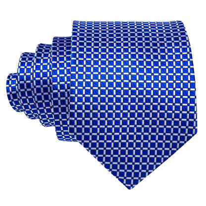Blue Plaid Tie, Pocket Square and Cufflinks Set tie sets    - Sophisticated Gentlemen