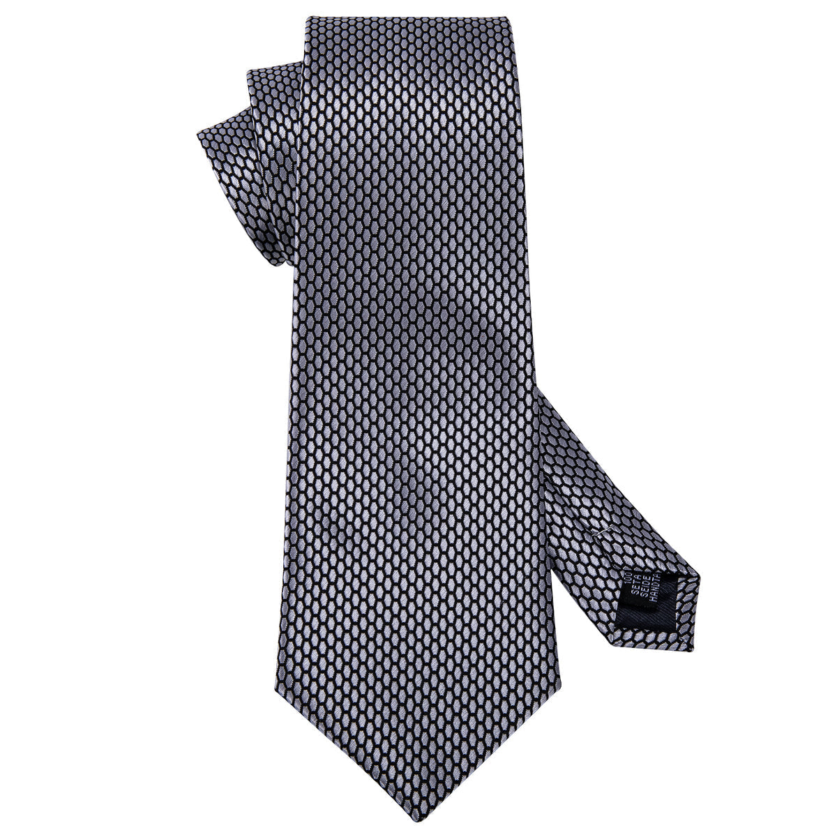 Gray Geometric Plaid Tie, Pocket Square and Cufflinks Set tie sets    - Sophisticated Gentlemen