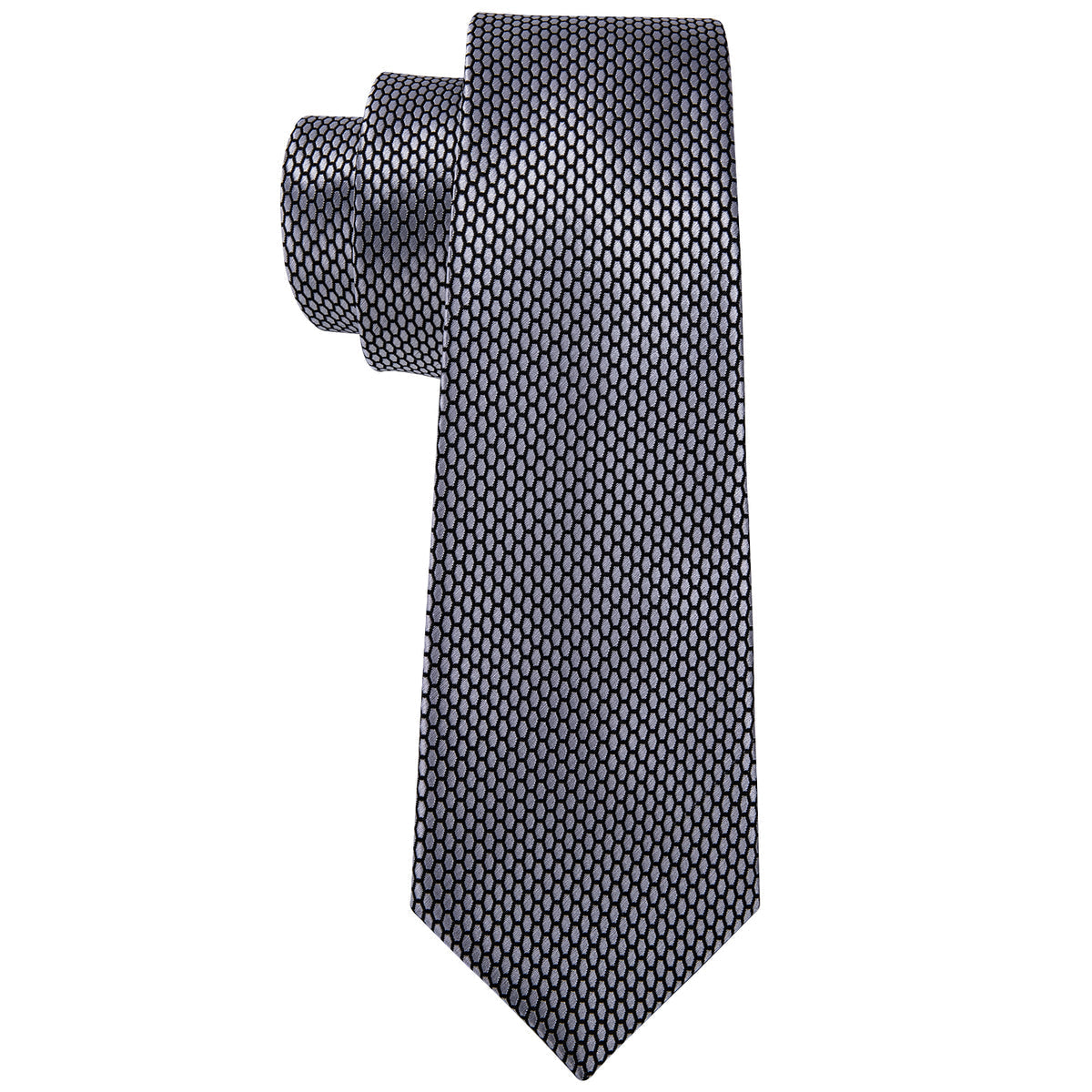 Gray Geometric Plaid Tie, Pocket Square and Cufflinks Set tie sets    - Sophisticated Gentlemen