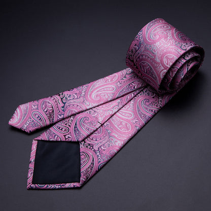 Pink Paisley Tie, Pocket Square and Cufflinks Set tie sets    - Sophisticated Gentlemen