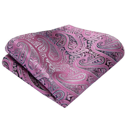 Pink Paisley Tie, Pocket Square and Cufflinks Set tie sets    - Sophisticated Gentlemen
