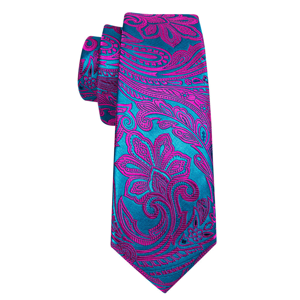 Red Blue Paisley Tie, Pocket Square and Cufflinks Set tie sets    - Sophisticated Gentlemen