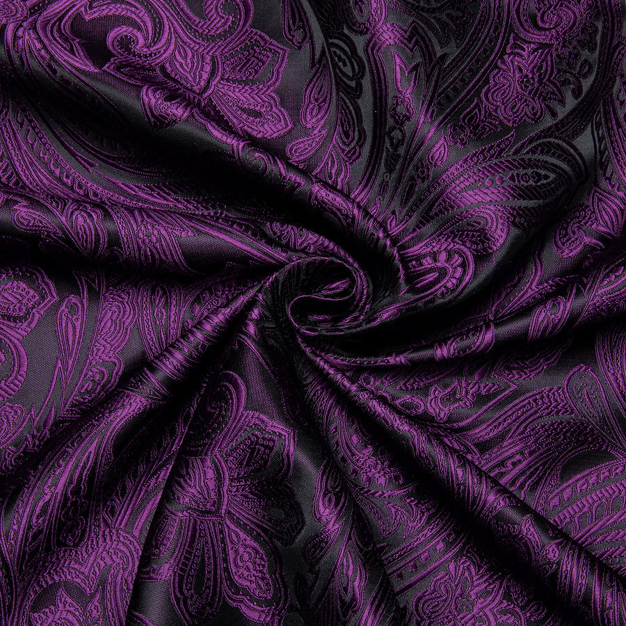 Black Purple Paisley Silk Dress Shirt shirt    - Sophisticated Gentlemen