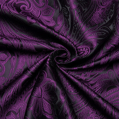 Black Purple Paisley Silk Dress Shirt shirt    - Sophisticated Gentlemen