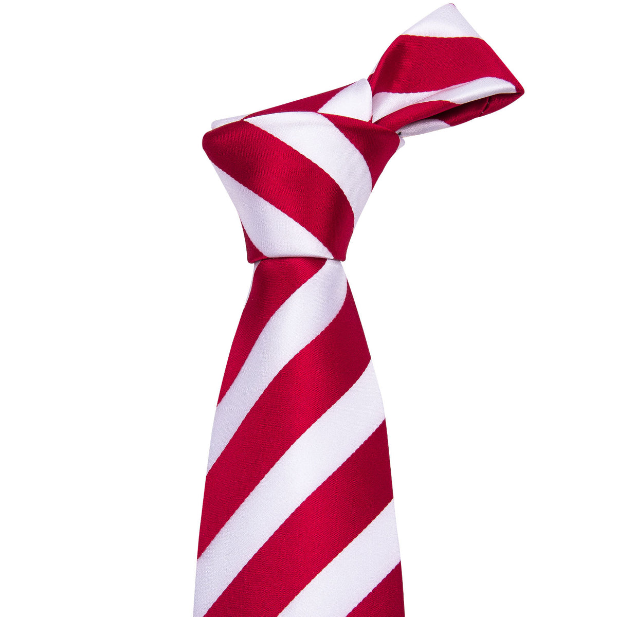 Red White Striped Silk Tie, Pocket Square and Cufflinks Set tie sets    - Sophisticated Gentlemen