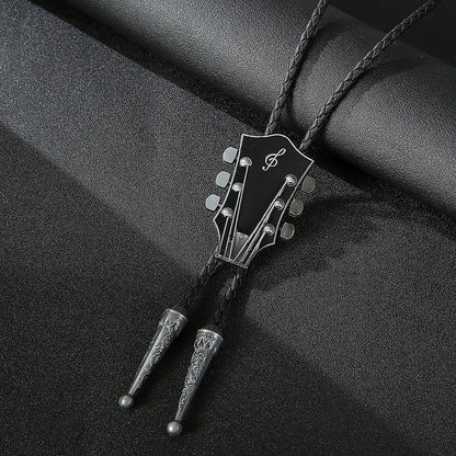 Fashion Guitar Bolo Tie with Musical Flair bolo tie Silver   - Sophisticated Gentlemen