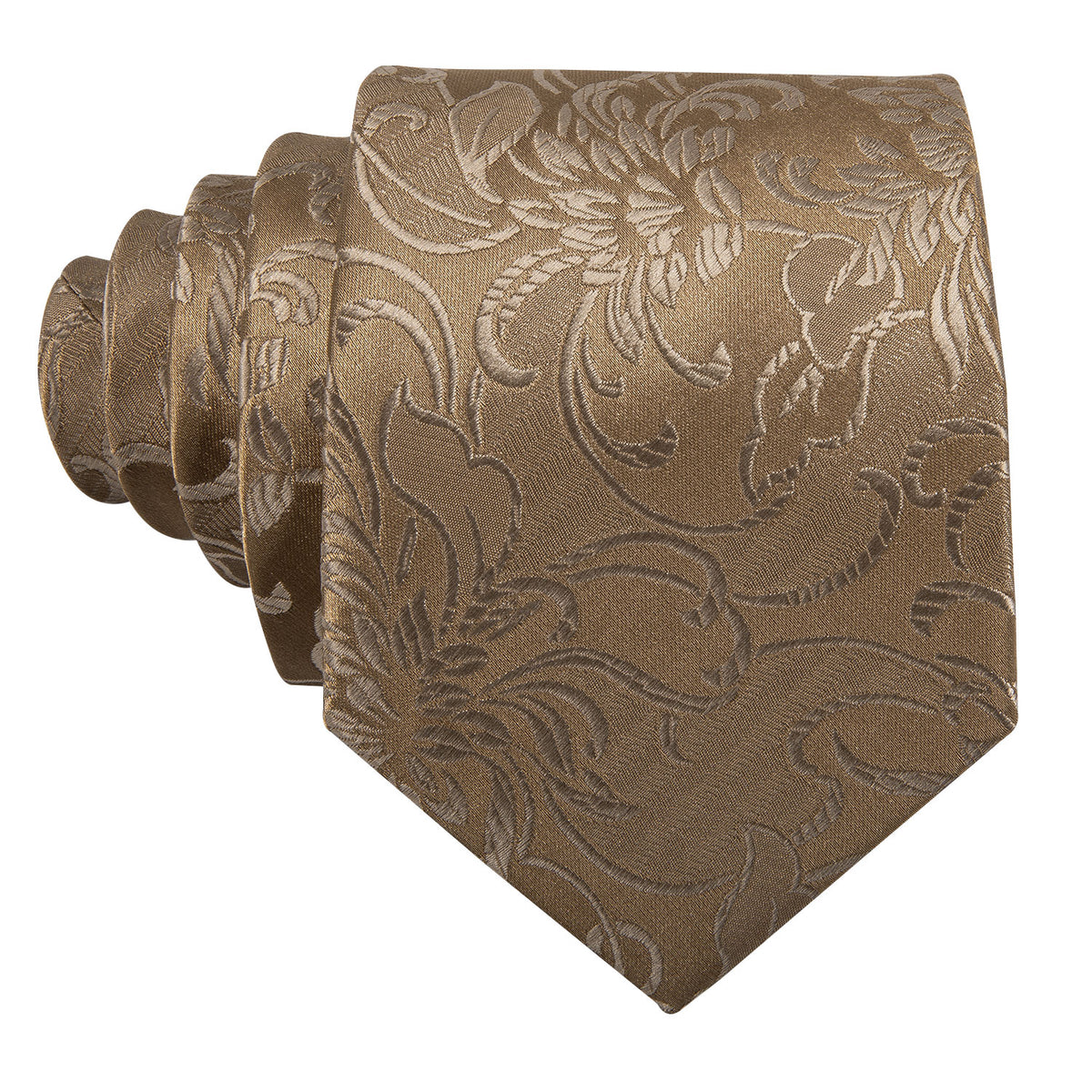 Champagne Gold Floral Tie, Pocket Square and Cufflinks Set tie sets    - Sophisticated Gentlemen