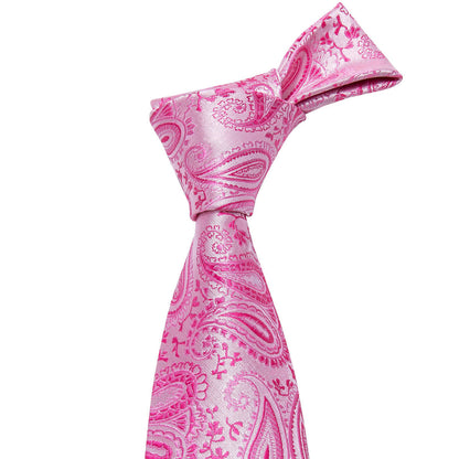 Pink Paisley Silk Tie, Pocket Square and Cufflinks Set tie sets    - Sophisticated Gentlemen