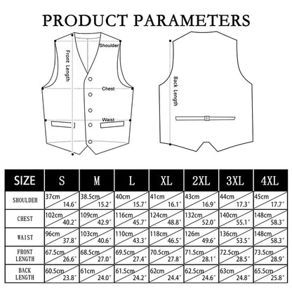Black Green Christmas Tree Novelty Jacquard Silk Men's Vest Set vest set    - Sophisticated Gentlemen