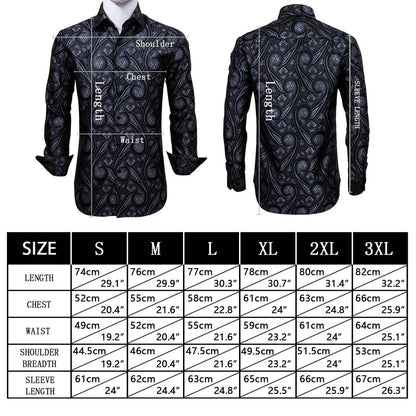 Black and White Paisley Silk Dress Shirt shirt    - Sophisticated Gentlemen