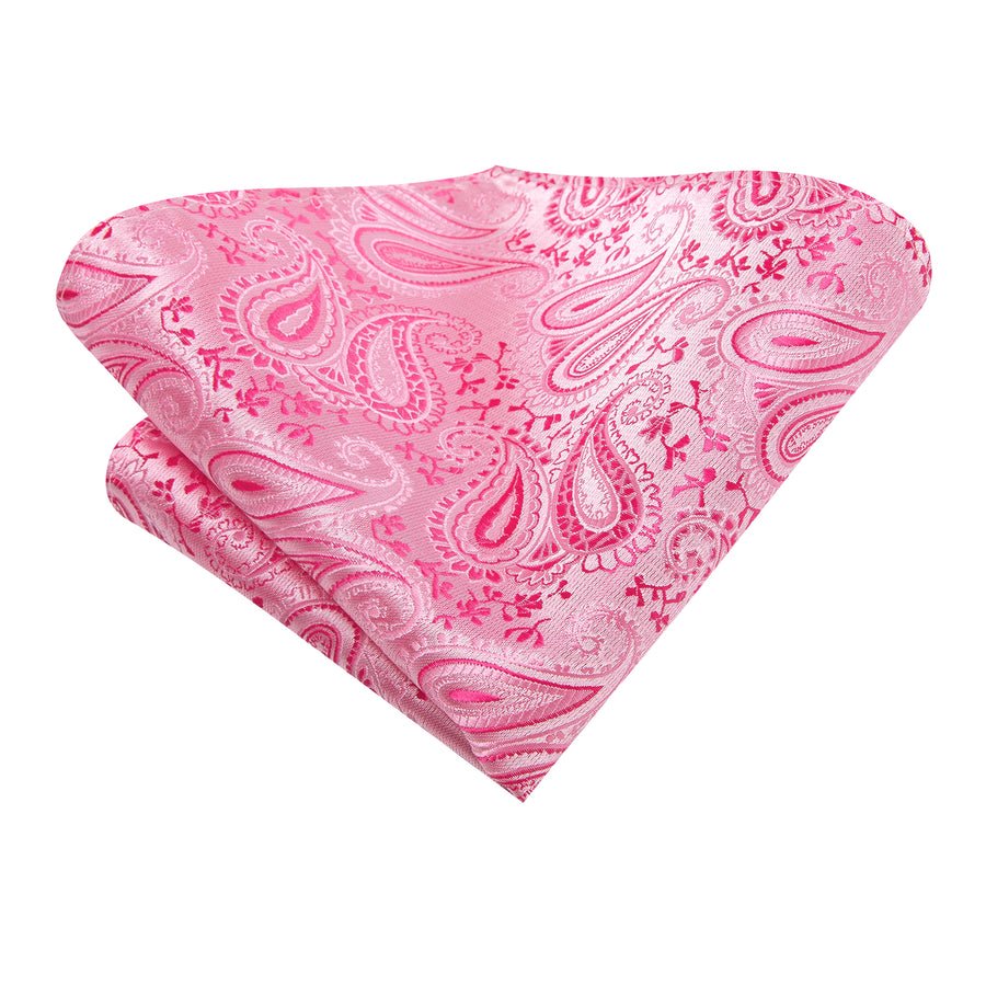 Pink Paisley XL Silk Tie, Pocket Square and Cufflinks tie sets    - Sophisticated Gentlemen