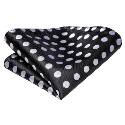 Black and White Polka Dot XL Tie, Pocket Square and Cufflinks tie sets    - Sophisticated Gentlemen