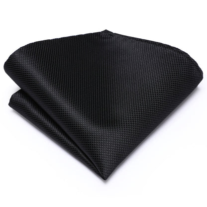 Midnight Black Plaid XL Tie, Pocket Square and Cufflinks tie sets    - Sophisticated Gentlemen