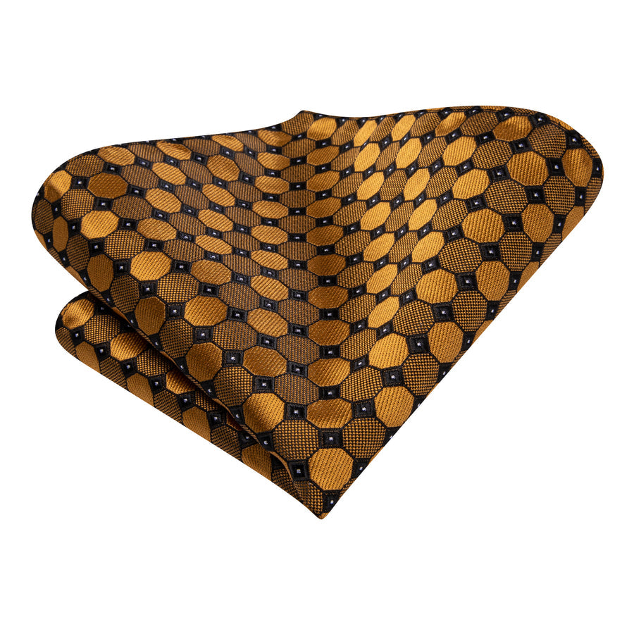 Golden Plaid XL Tie, Pocket Square and Cufflinks tie sets    - Sophisticated Gentlemen