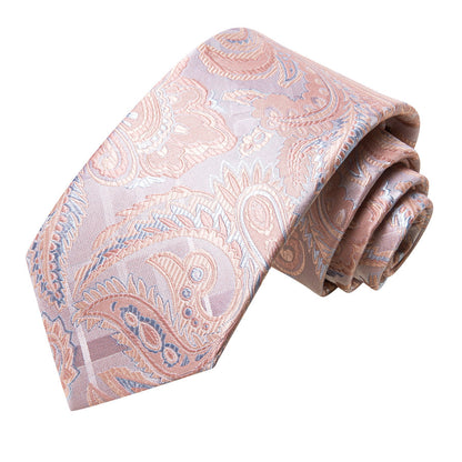 Pink and Sky Blue Paisley XL Tie, Pocket Square and Cufflinks tie sets    - Sophisticated Gentlemen