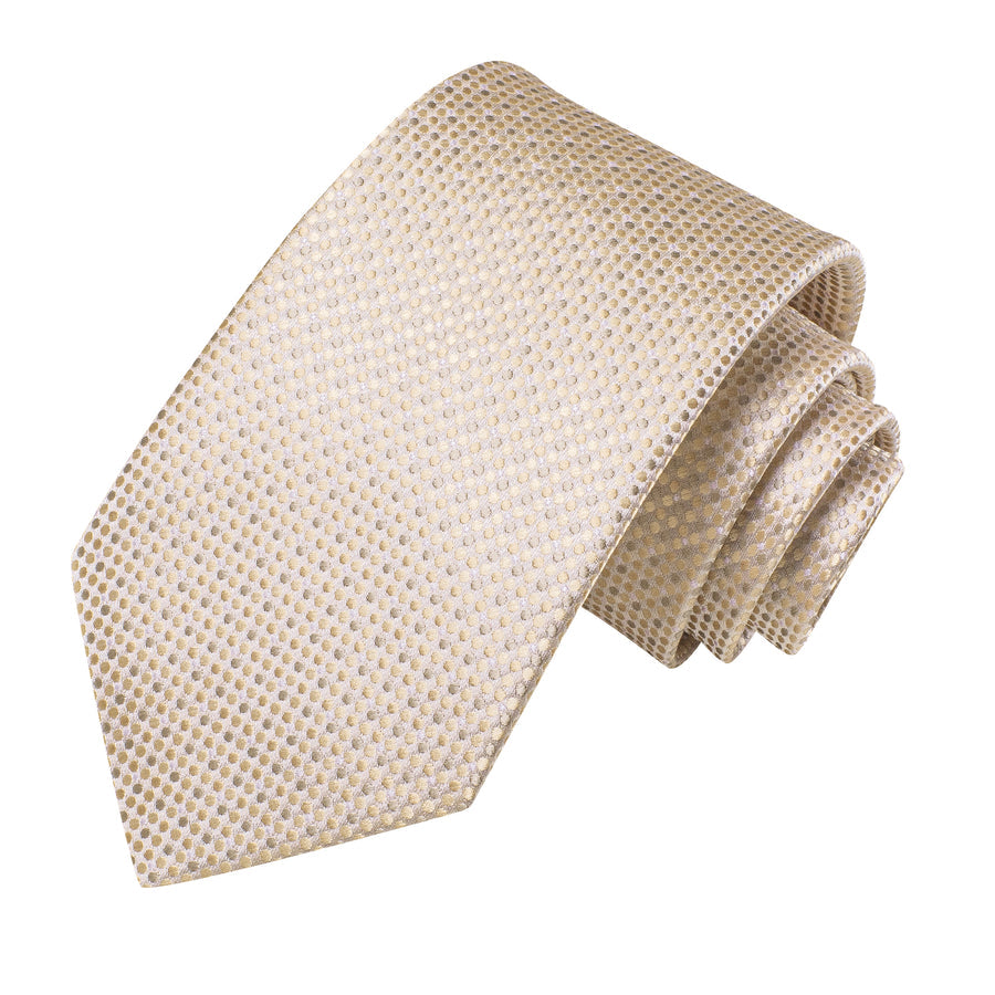 Linen White Polka Dots XL Tie, Pocket Square and Cufflinks tie sets    - Sophisticated Gentlemen
