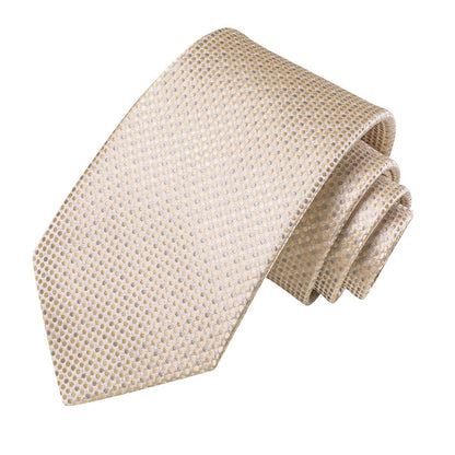 Linen White Polka Dots XL Tie, Pocket Square and Cufflinks tie sets    - Sophisticated Gentlemen