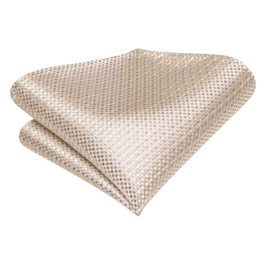 Linen White Polka Dots XL Tie, Pocket Square and Cufflinks tie sets    - Sophisticated Gentlemen