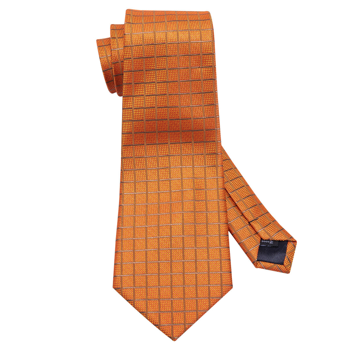 Orange Plaid Silk Tie, Pocket Square and Cufflinks Set tie sets    - Sophisticated Gentlemen