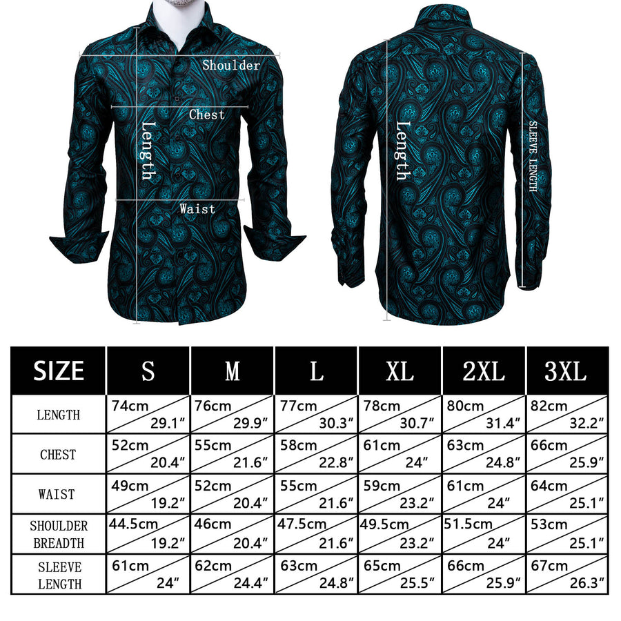 Black and Blue Paisley Silk Dress Shirt shirt    - Sophisticated Gentlemen