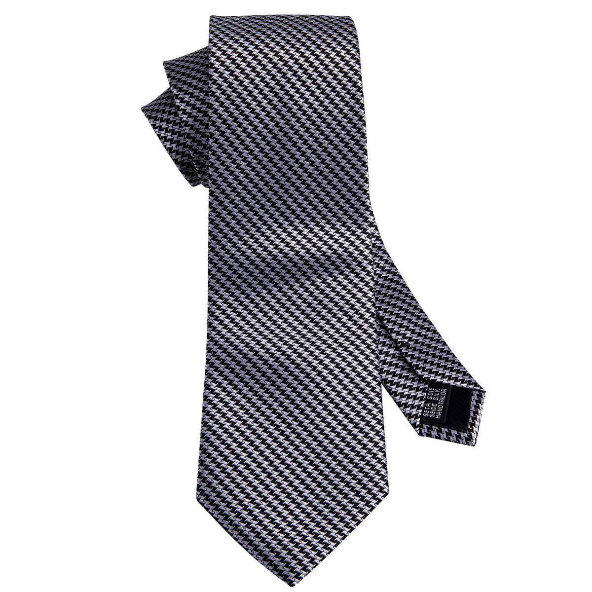 Classic Houndstooth Silk Tie, Pocket Square and Cufflinks Set tie sets    - Sophisticated Gentlemen