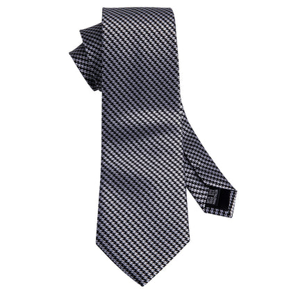 Classic Houndstooth Silk Tie, Pocket Square and Cufflinks Set tie sets    - Sophisticated Gentlemen