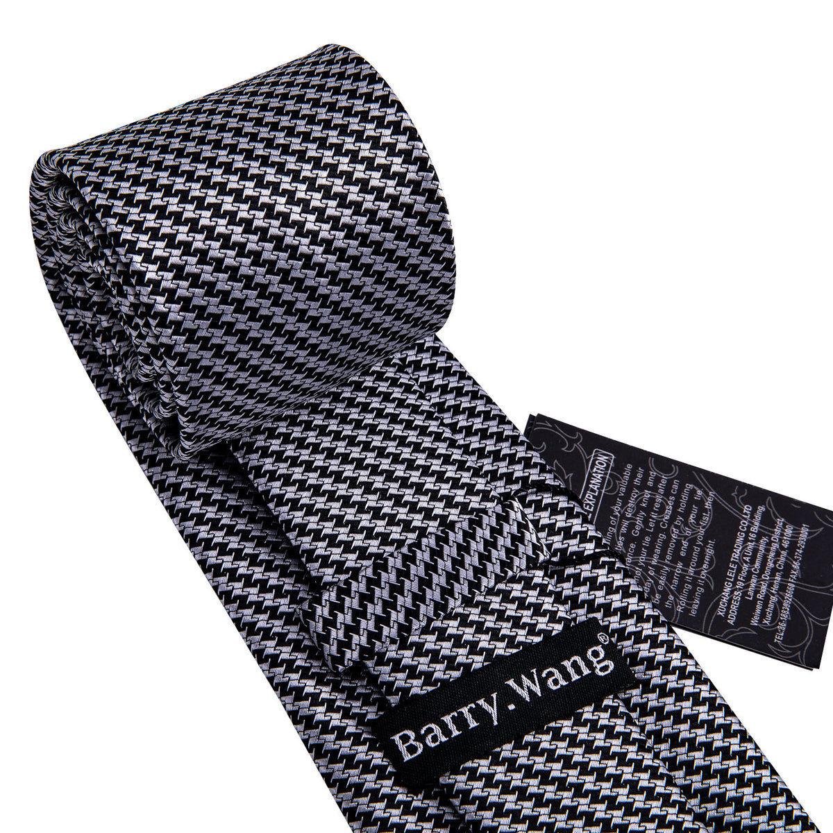 Classic Houndstooth Silk Tie, Pocket Square and Cufflinks Set tie sets    - Sophisticated Gentlemen