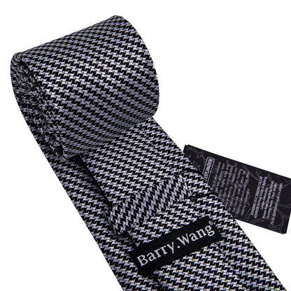 Classic Houndstooth Silk Tie, Pocket Square and Cufflinks Set tie sets    - Sophisticated Gentlemen