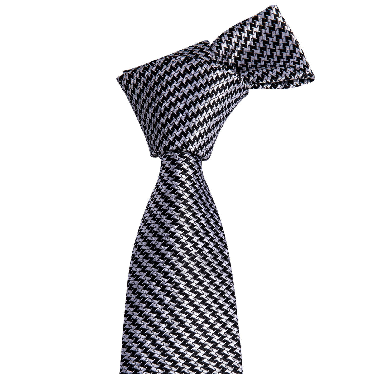 Classic Houndstooth Silk Tie, Pocket Square and Cufflinks Set tie sets    - Sophisticated Gentlemen
