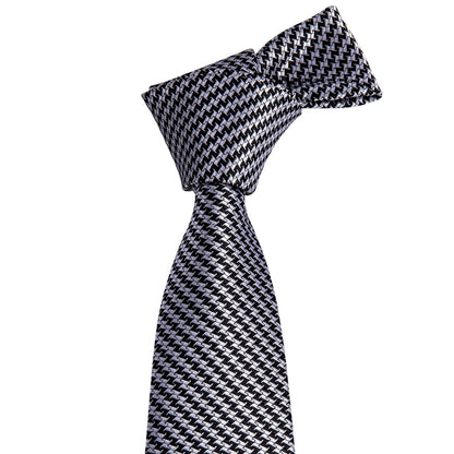 Classic Houndstooth Silk Tie, Pocket Square and Cufflinks Set tie sets    - Sophisticated Gentlemen