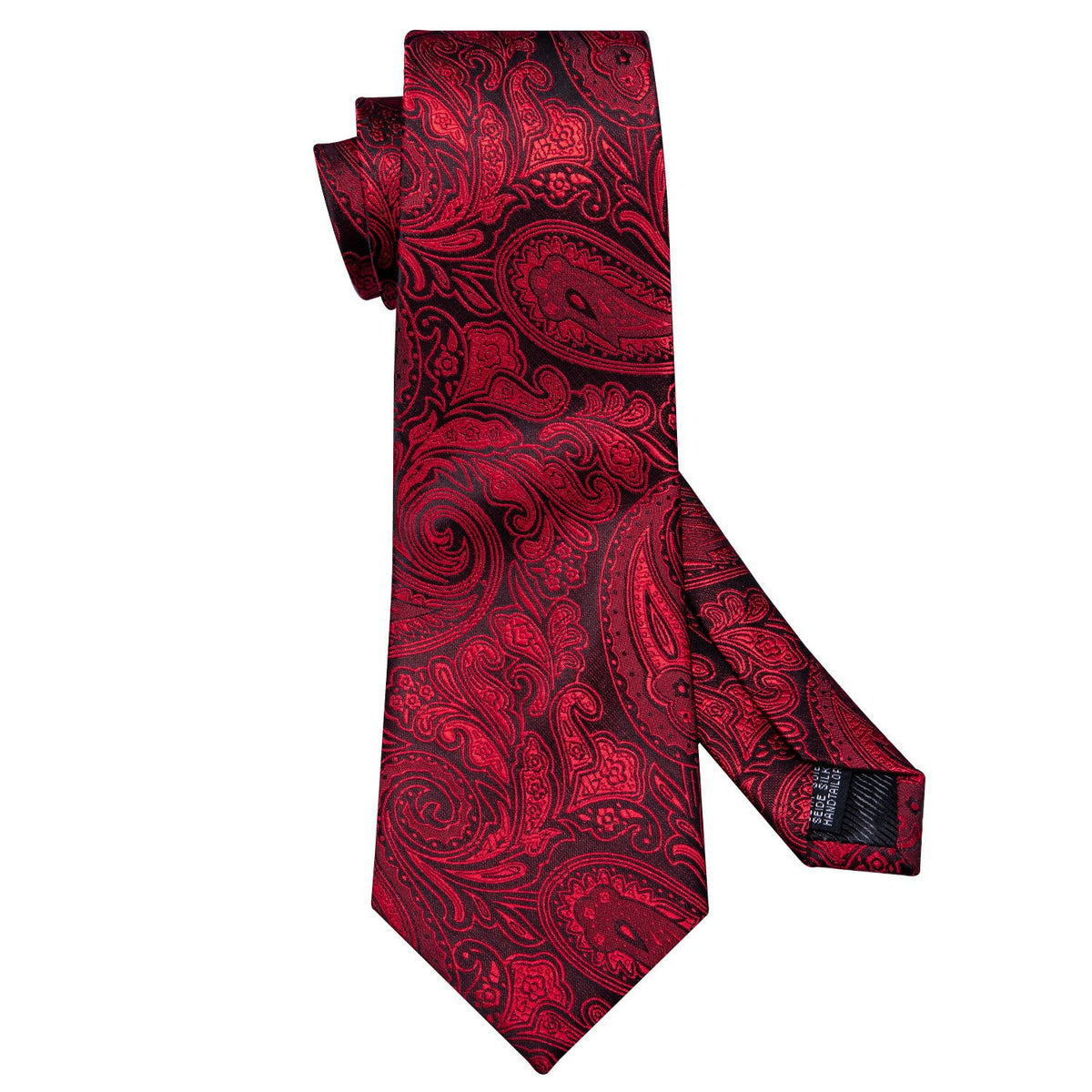 Black Red Paisley Silk Tie, Pocket Square and Cufflinks Set tie sets    - Sophisticated Gentlemen