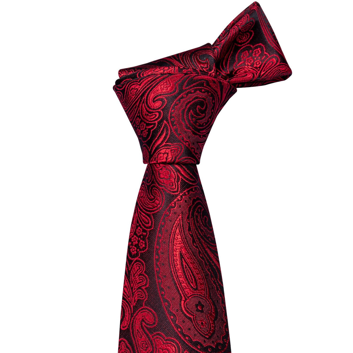 Black Red Paisley Silk Tie, Pocket Square and Cufflinks Set tie sets    - Sophisticated Gentlemen