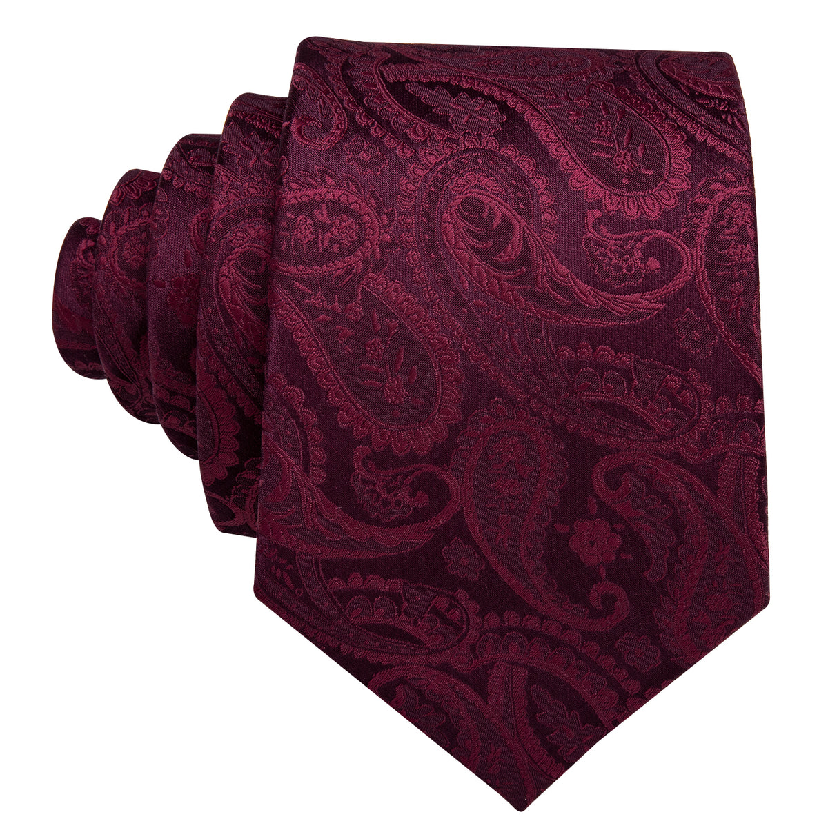 Wine Paisley Tie, Pocket Square and Cufflinks Set tie sets    - Sophisticated Gentlemen