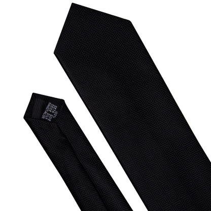 Black Novelty Silk Tie, Pocket Square and Cufflinks Set tie sets    - Sophisticated Gentlemen