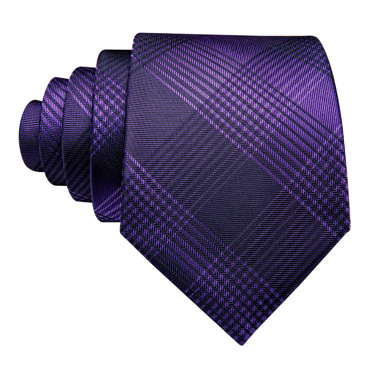 Purple Black Stripe Plaid Tie, Pocket Square and Cufflinks Set tie sets    - Sophisticated Gentlemen