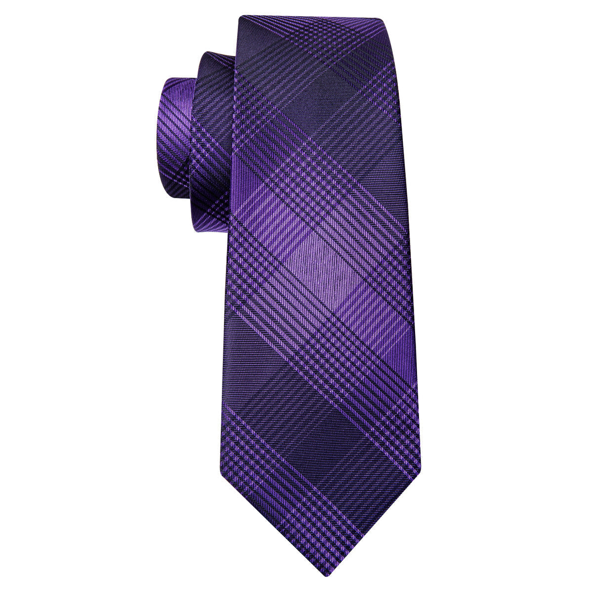 Purple Black Stripe Plaid Tie, Pocket Square and Cufflinks Set tie sets    - Sophisticated Gentlemen
