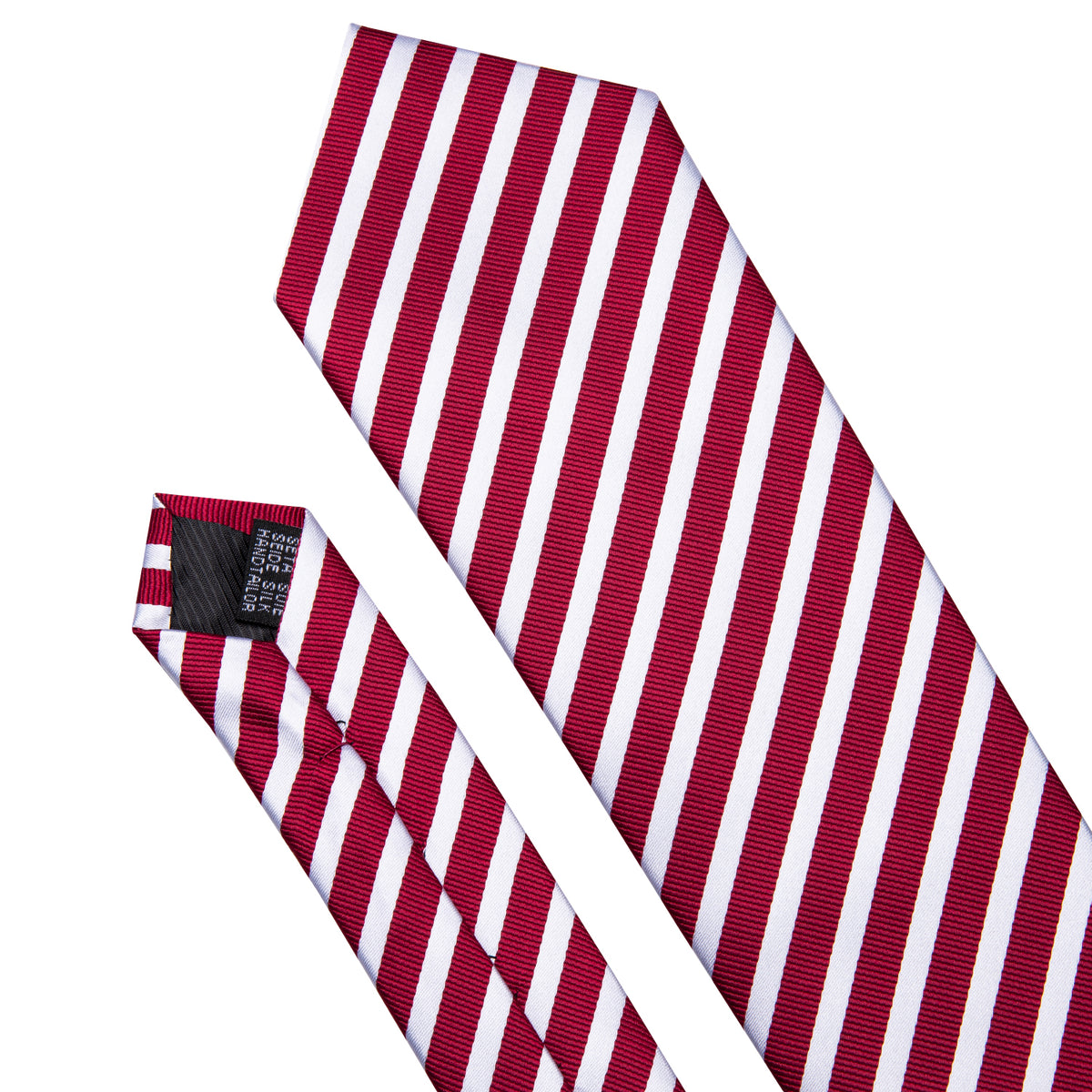 Red White Stripes Tie, Pocket Square and Cufflinks Set tie sets    - Sophisticated Gentlemen