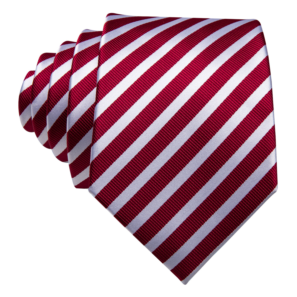 Red White Stripes Tie, Pocket Square and Cufflinks Set tie sets    - Sophisticated Gentlemen