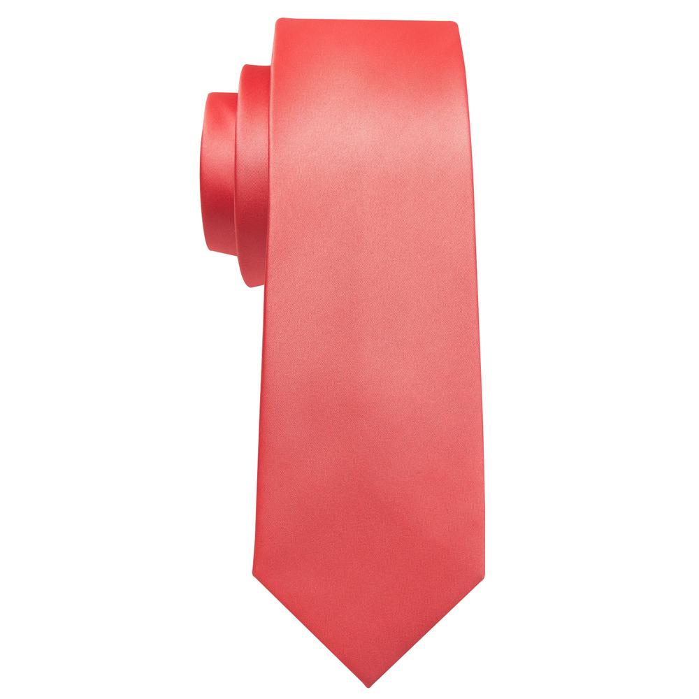 Coral Red Solid Tie, Pocket Square, and Cufflinks Set tie sets    - Sophisticated Gentlemen