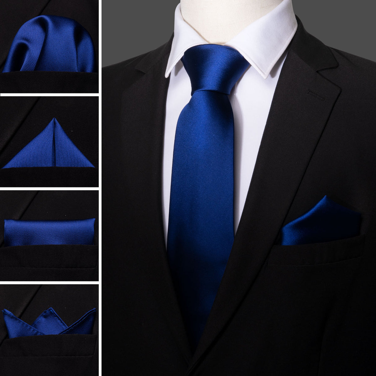 Sapphire Blue Tie, Pocket Square and Cufflinks Set tie sets    - Sophisticated Gentlemen