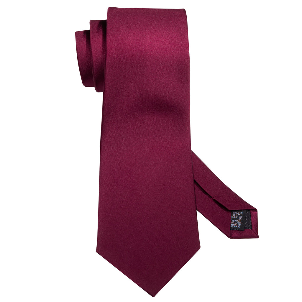 Burgundy Solid Tie, Pocket Square and Cufflinks Set tie sets    - Sophisticated Gentlemen