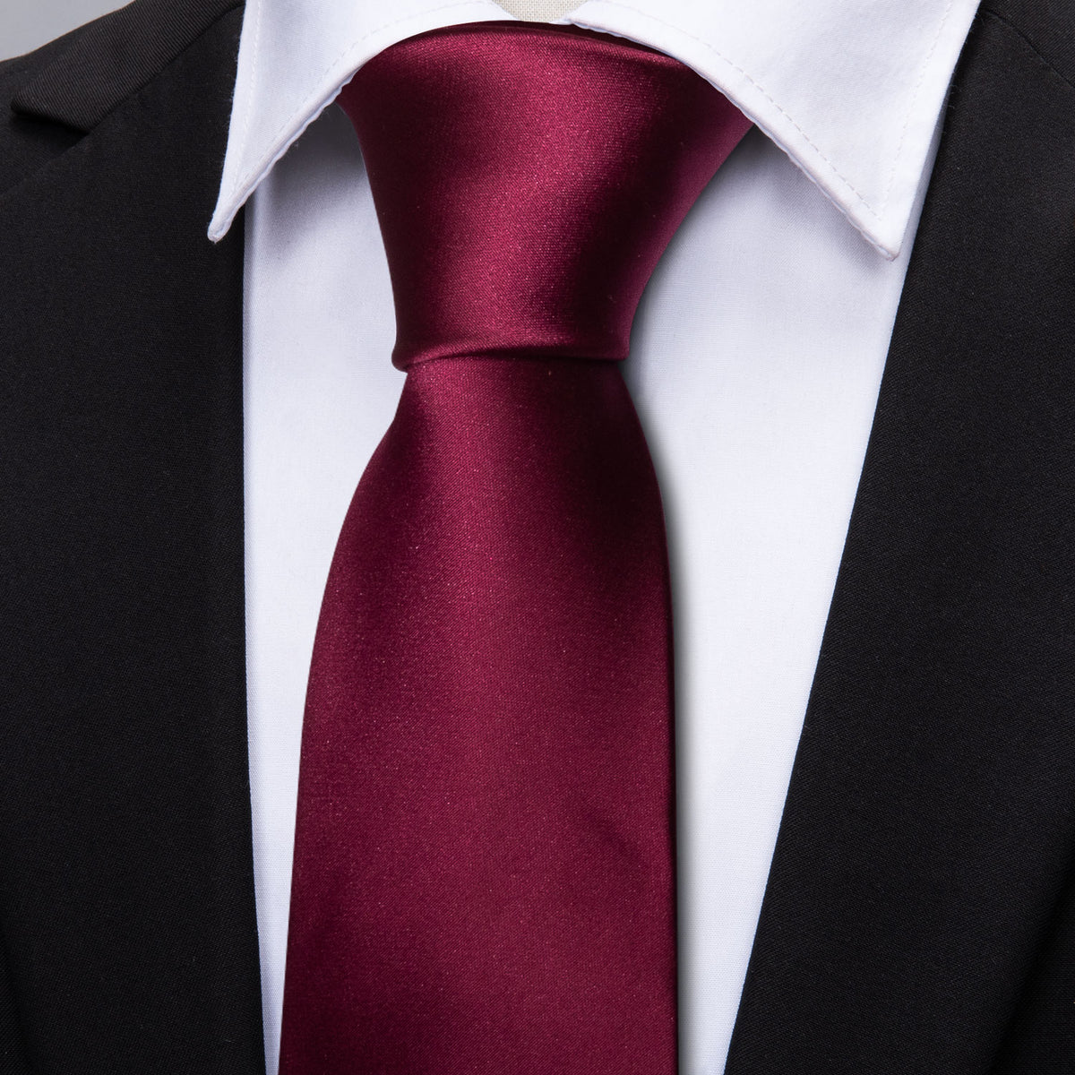 Burgundy Solid Tie, Pocket Square and Cufflinks Set tie sets    - Sophisticated Gentlemen