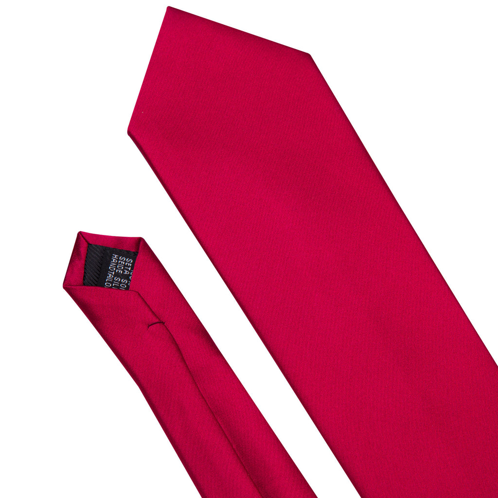 Red Satin Solid Tie, Pocket Square and Cufflinks Set tie sets    - Sophisticated Gentlemen