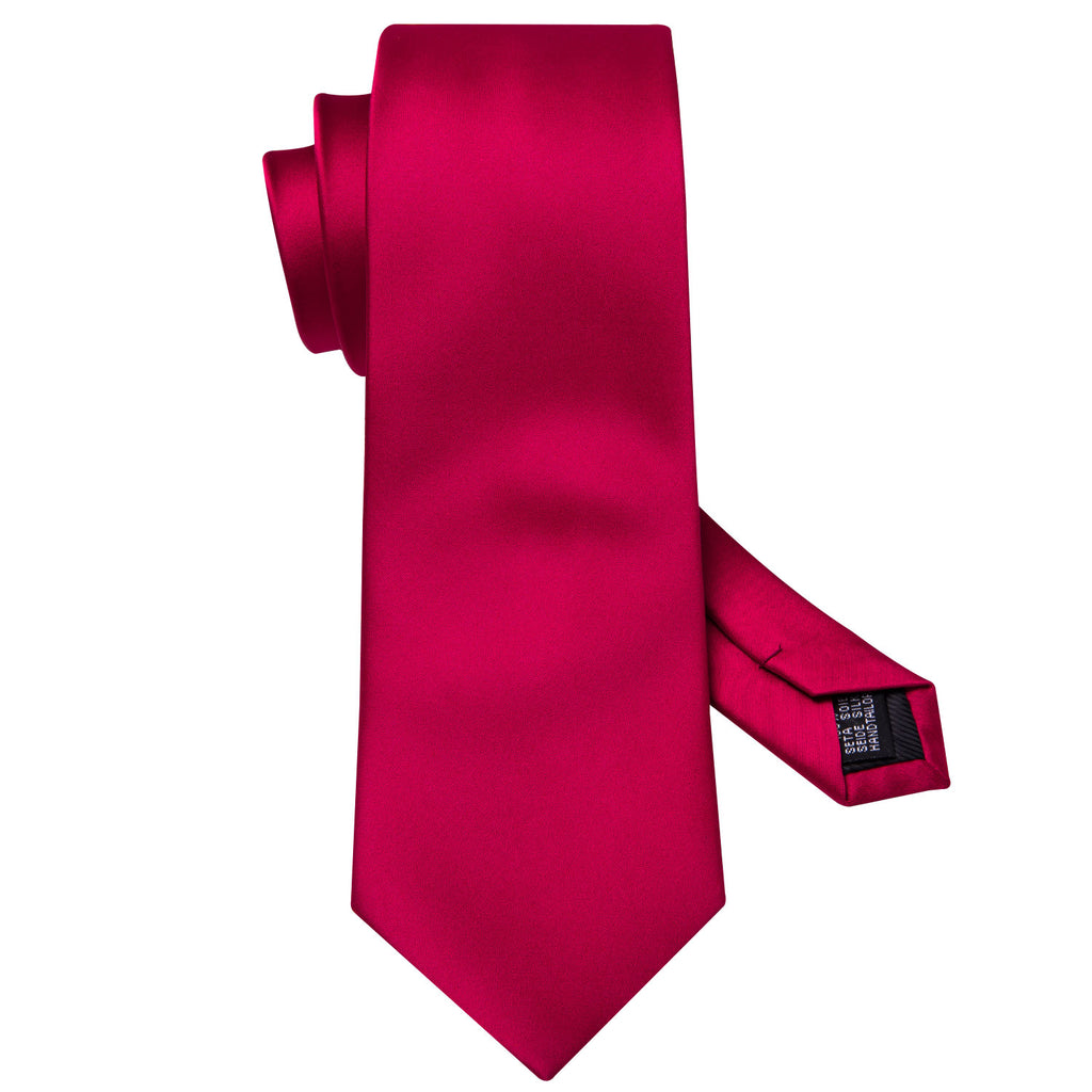 Red Satin Solid Tie, Pocket Square and Cufflinks Set tie sets    - Sophisticated Gentlemen