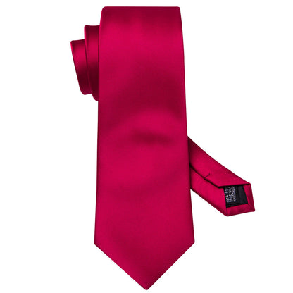 Red Satin Solid Tie, Pocket Square and Cufflinks Set tie sets    - Sophisticated Gentlemen