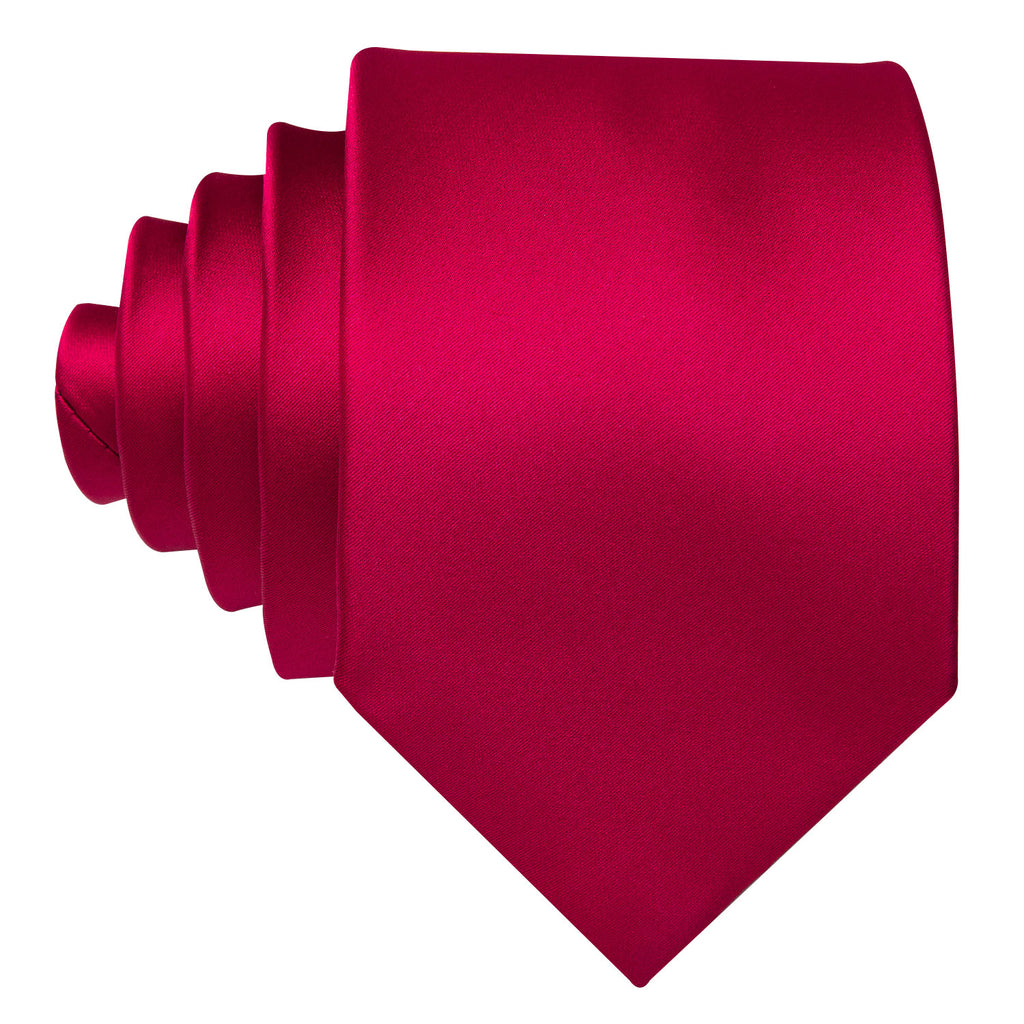 Red Satin Solid Tie, Pocket Square and Cufflinks Set tie sets    - Sophisticated Gentlemen