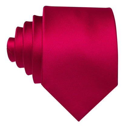 Red Satin Solid Tie, Pocket Square and Cufflinks Set tie sets    - Sophisticated Gentlemen